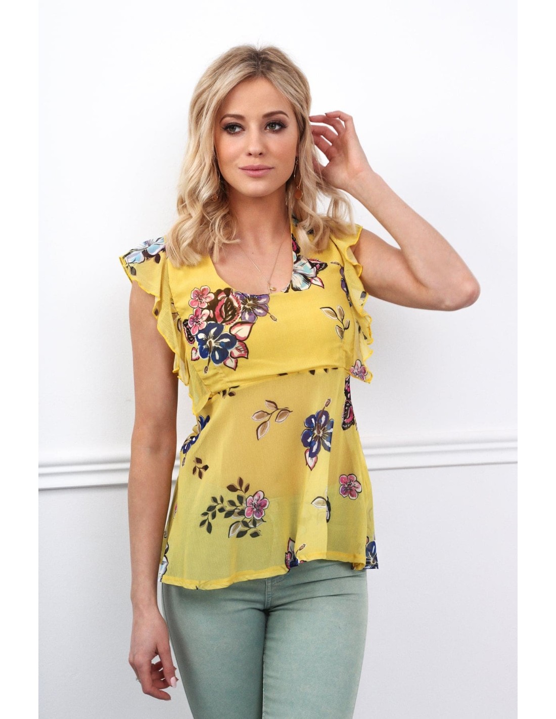 Gelbe Blumenbluse für den täglichen Gebrauch MP28633 – Online-Shop – Boutique